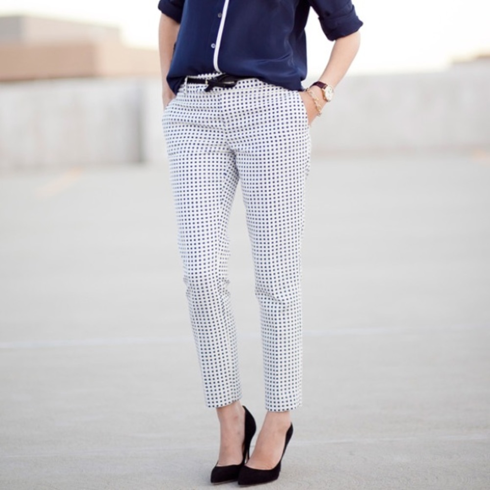 Banana Republic White Polka Dot Ankle Pants